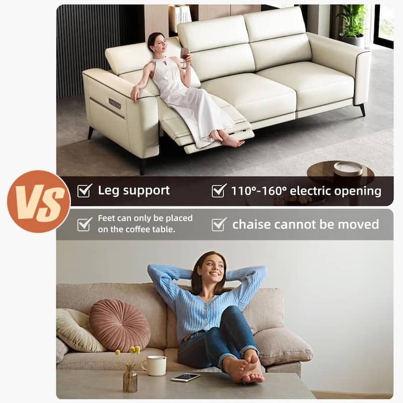 112.5'' Leather Power Reclining Sofa with USB Charging Port
