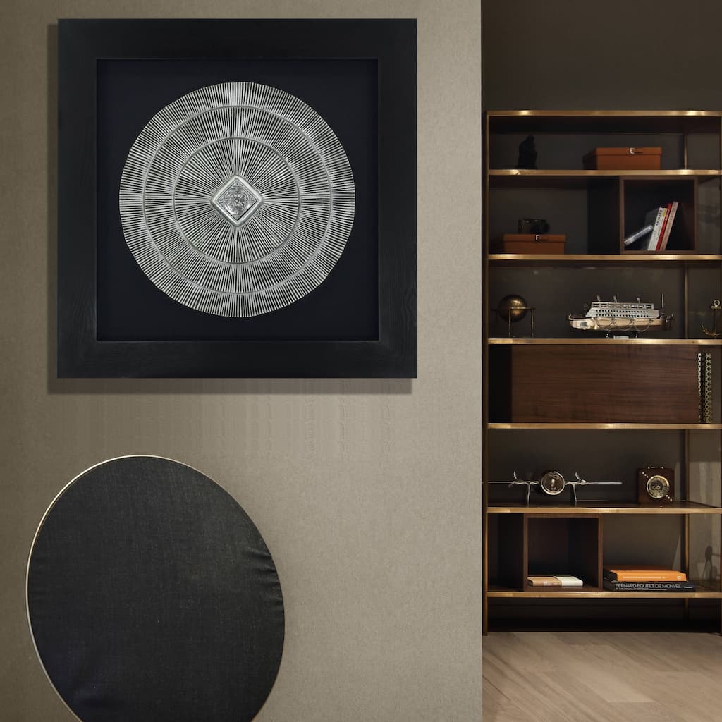 HUJI Abstract Silver Medallion Shadow Box Wall Decor