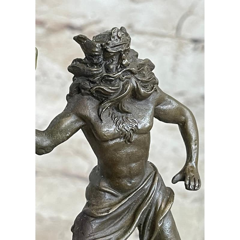 Signed Poseidon God Of Sea Bronze Bookend Book End Sculpture Marble Base Statue