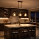 preview thumbnail 2 of 12, 3 Light Black Linear Kitchen Pendant Light Clear Seeded Glass Shades - W 33-in