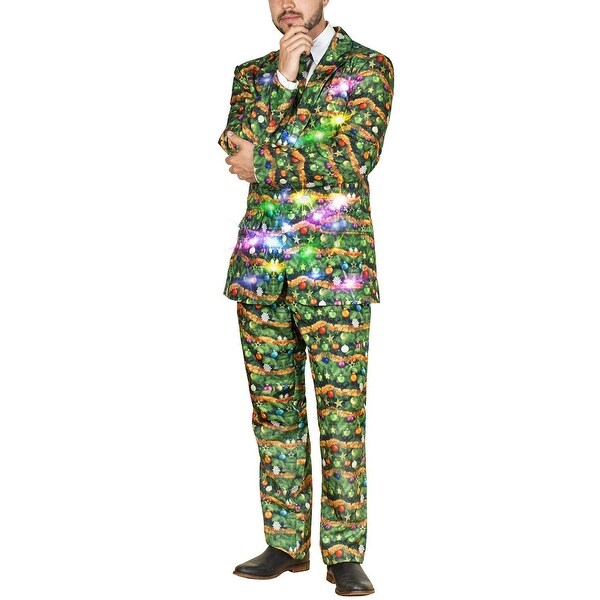 Life of the Party Men s Ugly 3 PC LED Light Up Christmas Suit Bed Bath Beyond 25716998