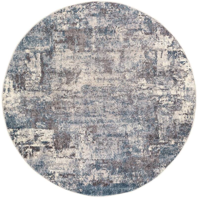 Livabliss Ankara Industrial Area Rug - 5'3" x 5'3" Round - Teal