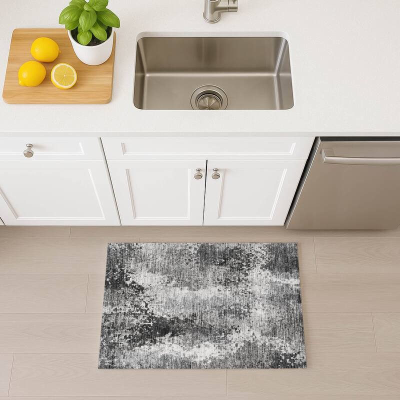 Machine Washable Indoor/ Outdoor Contemporary Abstract Chantille Rug
