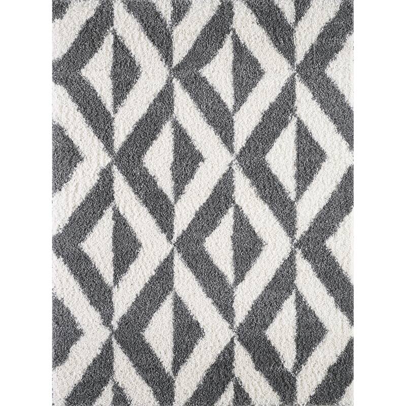 Pax Plush Mid-Century Chevron Shag Area Rug - 8'9" x 13' - Dark Grey