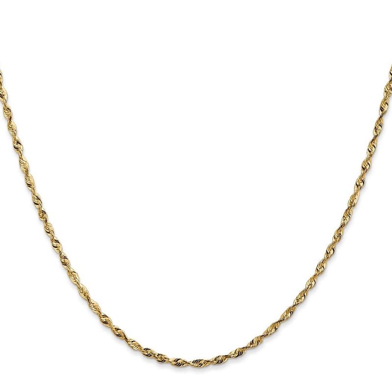 Curata 14k Yellow Gold Solid 1.8mm Diamond-Cut Light Rope Chain Necklace Options: 16 18 20