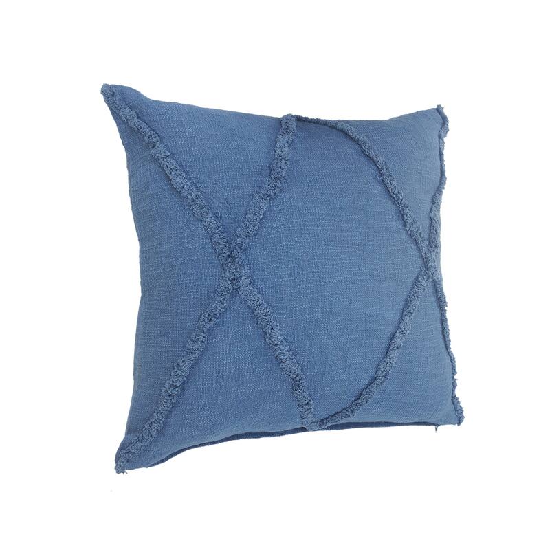 Handwoven Diamond Tufted Square Throw Pillows - 18" - Coronet Blue - Set of 2