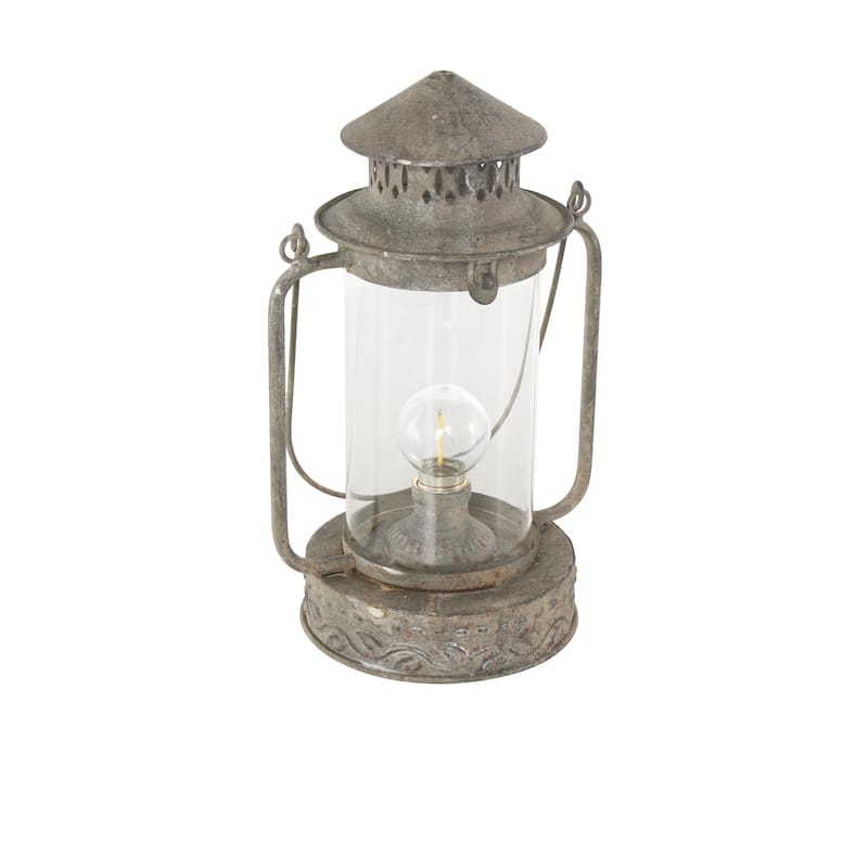 Metal Leaf Decorative Candle Lantern with Red Accents and Handle - Bronze - Roche River Decor - 6"W x 8"L x 12"H