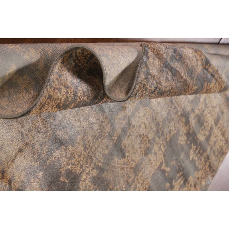 Abstract Oriental Area Rug Hand-Knotted Wool Carpet - 5'2"x 7'9"