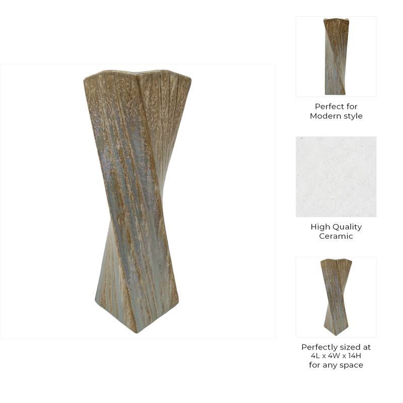 Stoneware Decorative Vase with Drip Glaze Finish Modern Home Decor