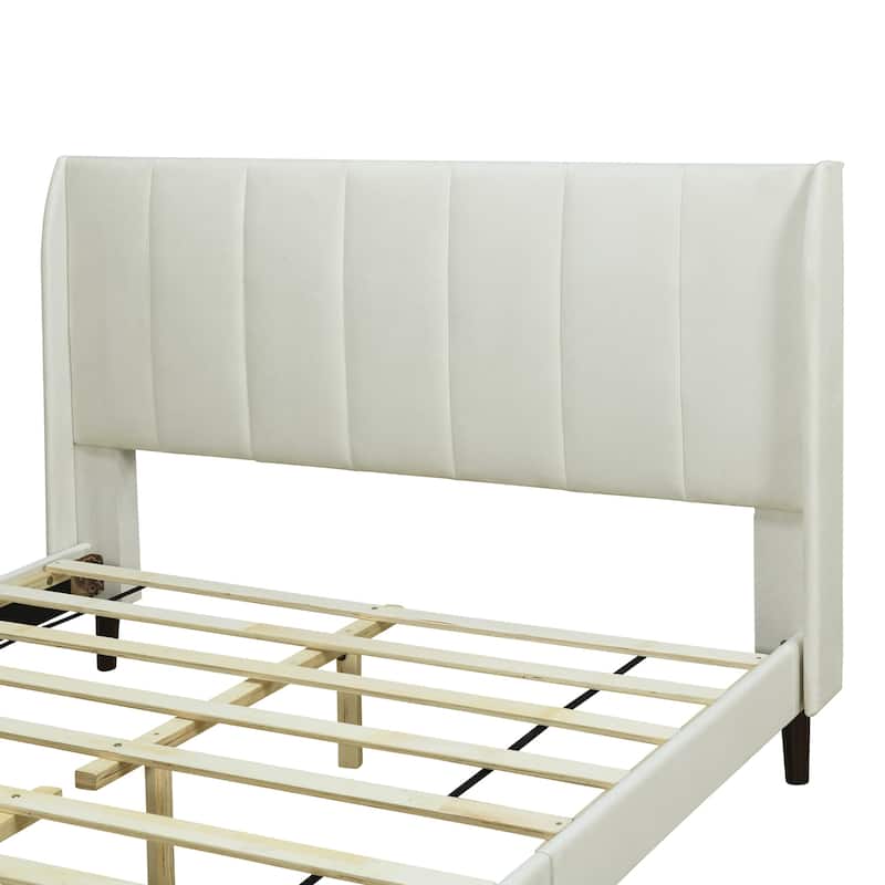 Upholstered Platform Bed, Velvet, Pink