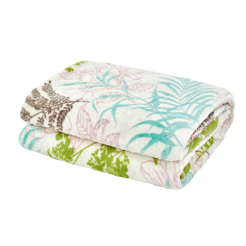 Printed Flannel Tropical Flower French / Puerto Rico Floral Throw