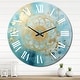 preview thumbnail 8 of 9, Designart "Divine Mandala Delicate Gold Gentle Turquoise IV" Boho Mandala Oversized Wall Clock 36 In. Wide x 36 In. High