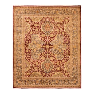 Overton Hand Knotted Wool Vintage Inspired Traditional Mogul Red Area Rug - 8' 4" x 10' 2"