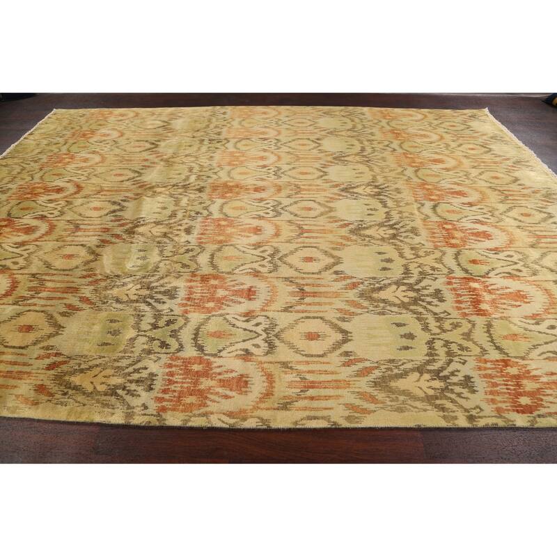All-over Ikats Oriental Living Room Area Rug Wool Hand-knotted Carpet - 8'10" x 11'10"