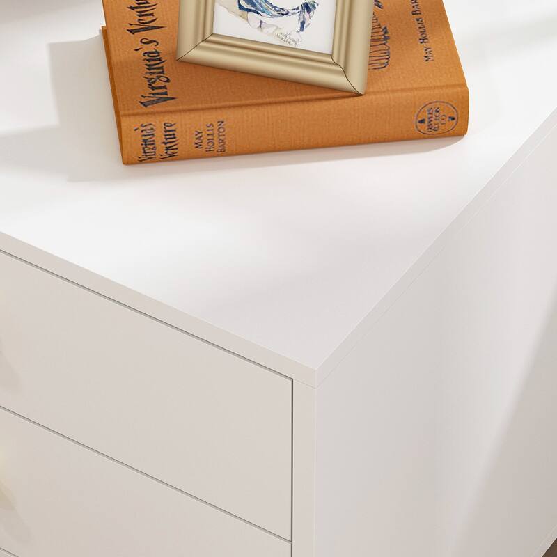 White Nightstands Bedside Table End Table Gold Metal Legs（1 Pcs）