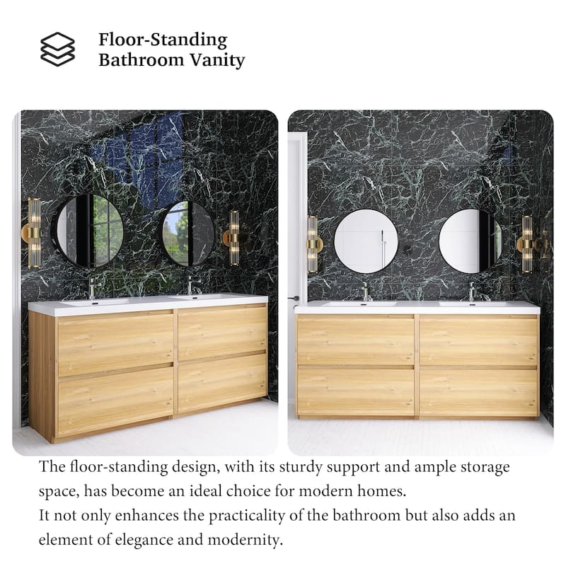 Freestanding Bathroom Vanity with Integrated Resin Top