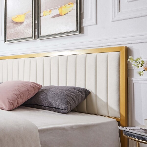 Javlergo Bed Frames with Upholstered Tufted Headboard and Javlergo Bed Frames with Upholstered Tufted Headboard and