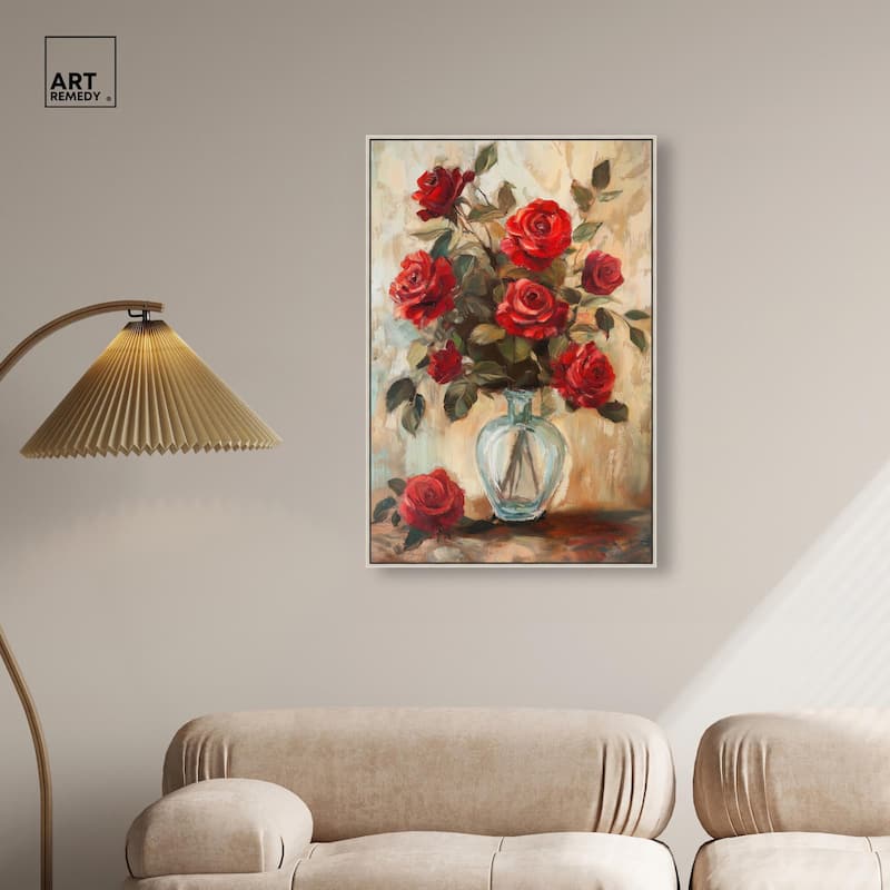Ruby Roses in Riad Glass Canvas by Art Remedy