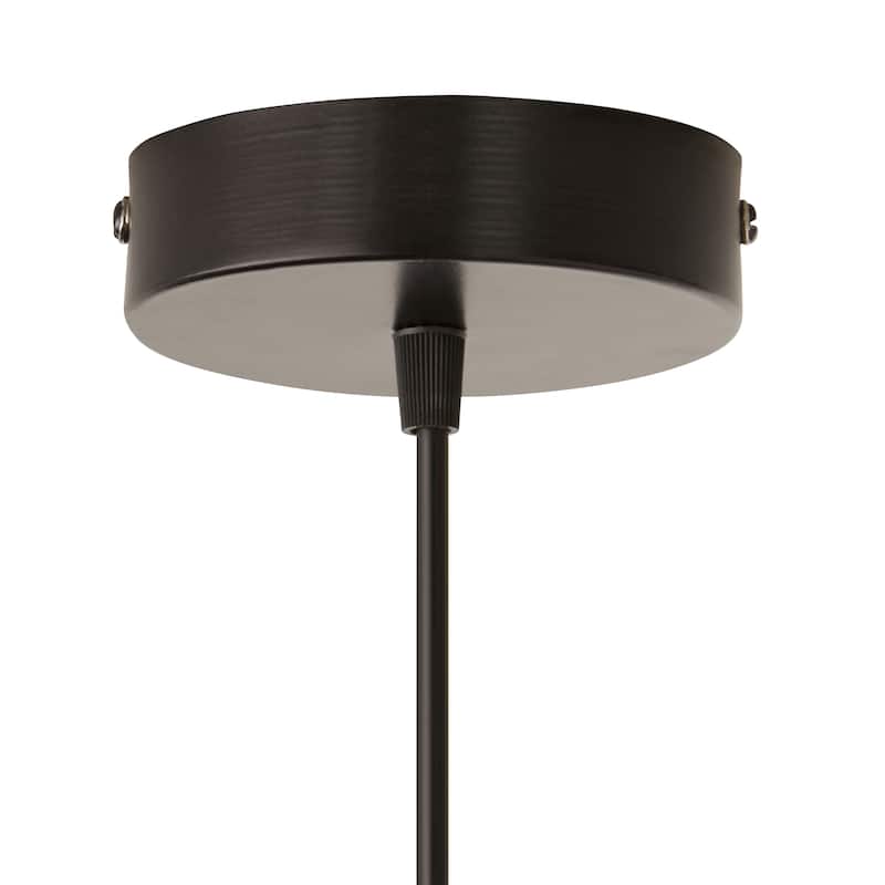 River of Goods Black Metal and Glass 9.75-Inch Pendant Light with Adjustable Hanging Cord - 9.75" x 9.75" x 9.75/68.75"
