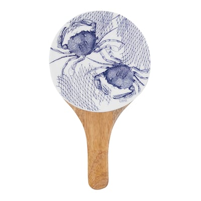 Blue Crab Net Round Serving Platter with Handle