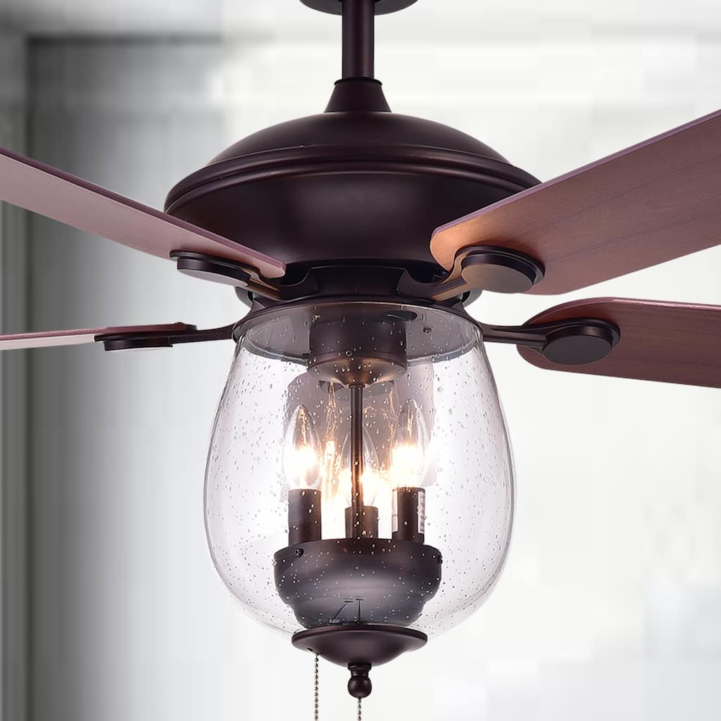 Warehouse of Tiffany Tibwald Wood Glass 52-inch 5-blade Lighted Ceiling Fan (Optional Remote)