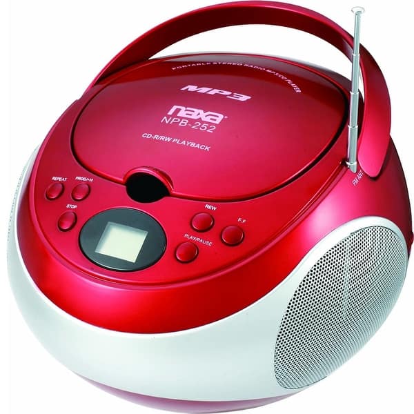 Naxa Portable MP3/CD Player with AM/FM Stereo Radio Red Bed Bath
