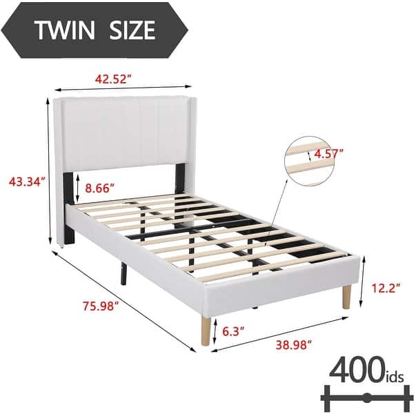 dimension image slide 1 of 34, Alazyhome Upholstered Platform Bed Frame