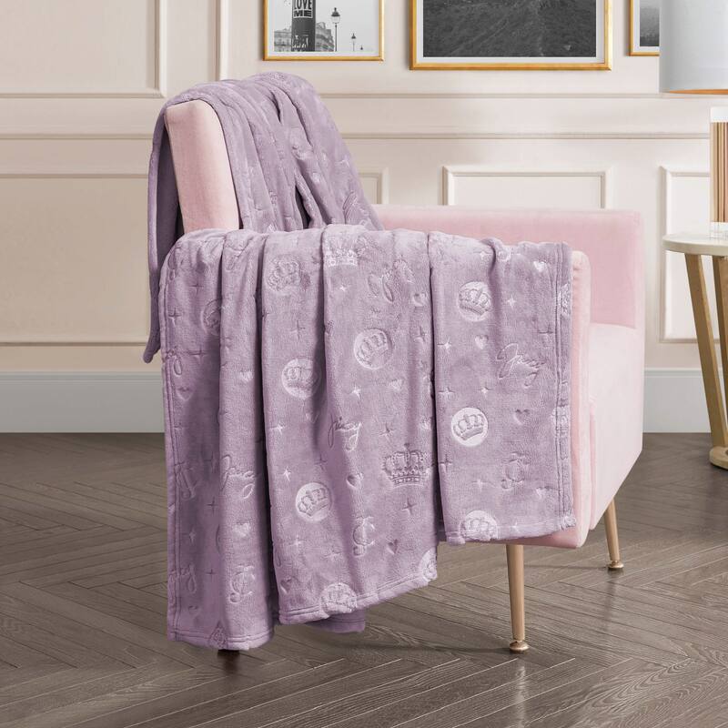 Juicy Couture 60"x70" Embossed Plush Throw Blankets