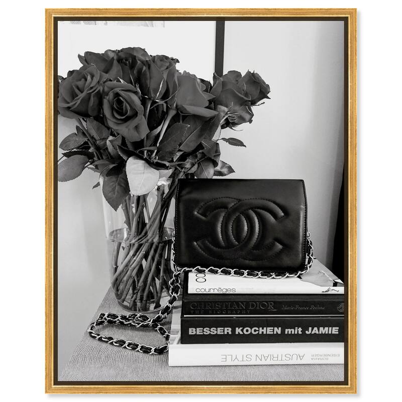 Classic Bag and Roses Canvas by Art Remedy - 36" x 45" - Gold