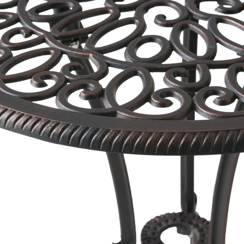 Roomfitters 3-Piece Cast Aluminum Bistro Set Outdoor Patio Furniture with Round Table and 2 Chairs, Black