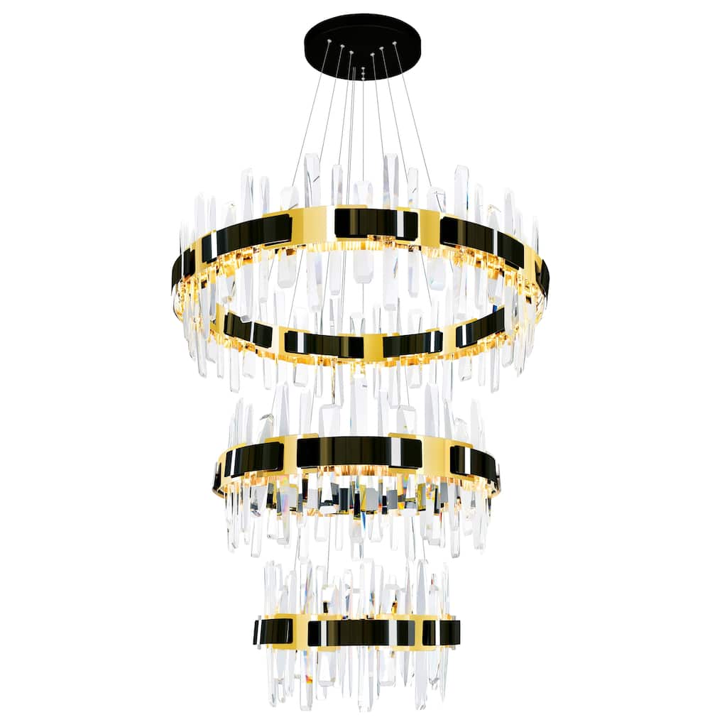 Aya 3-Tier Integrated LED 32in Pearl Black Chandelier