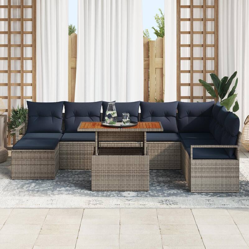 vidaXL 9 Piece Garden Sofa Set with Cushions - 113×69.7×27.2