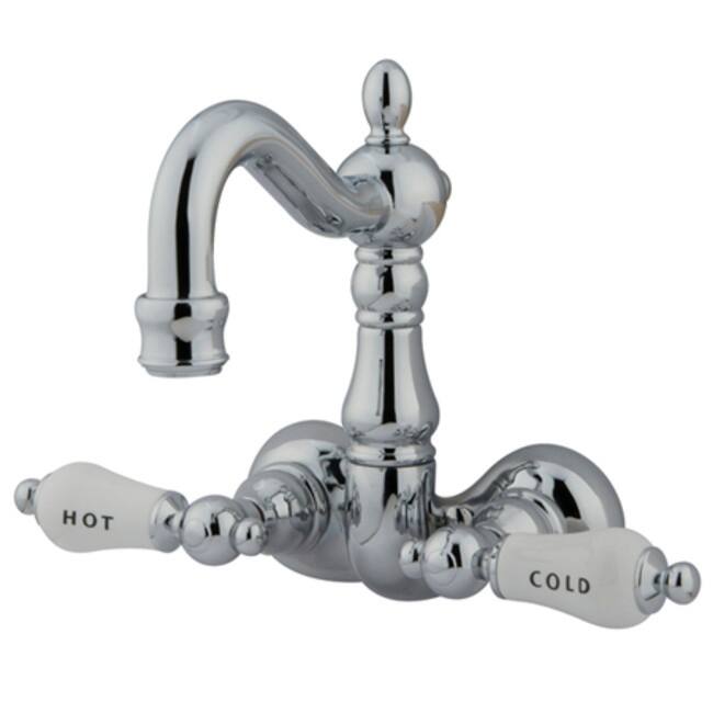 Kingston Brass Vintage Wall Mounted Clawfoot Tub Filler with Porcelain - Polished Chrome