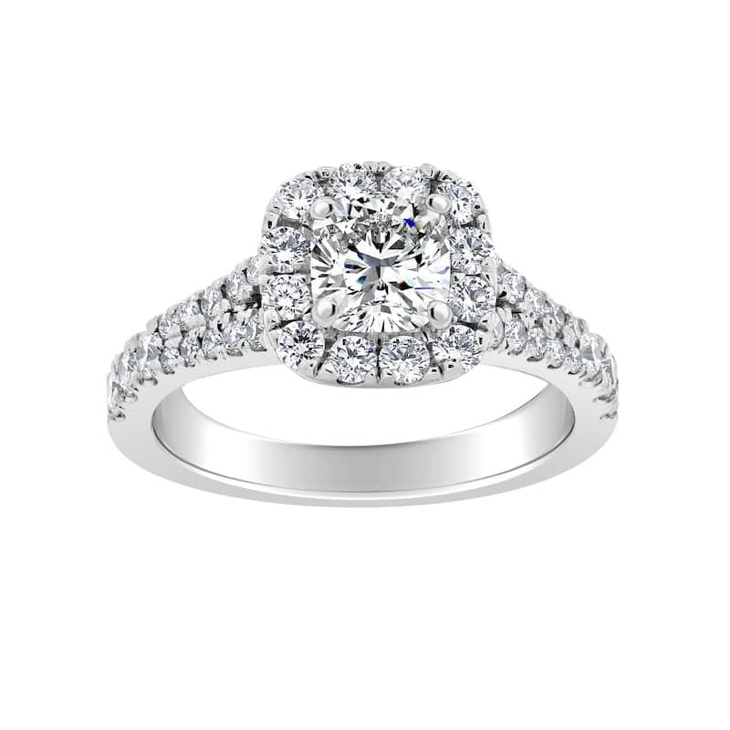 Auriya 14k-White Gold Lab Grown Halo Cushion Diamond Engagement Ring 2.25ct. tw. (E-F VS) - 9