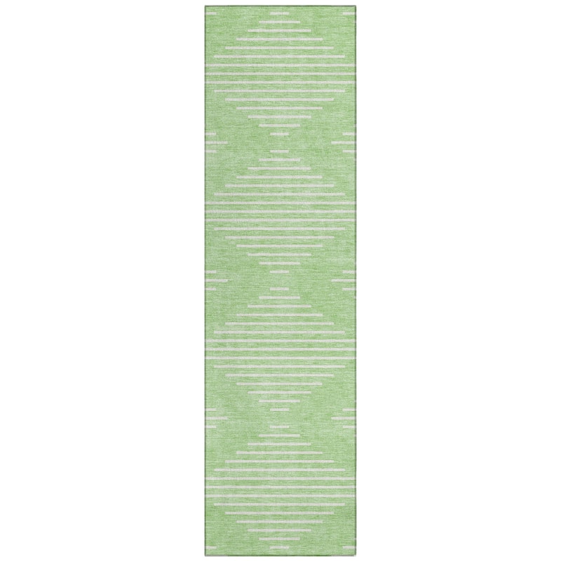 Machine Washable Indoor/ Outdoor Modern Stripe Chantille Rug