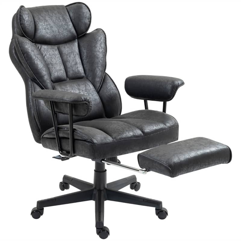 Comfortable Adjustable Height Office Chair with Vibration Massage and Heating Lumbar Support Footrest