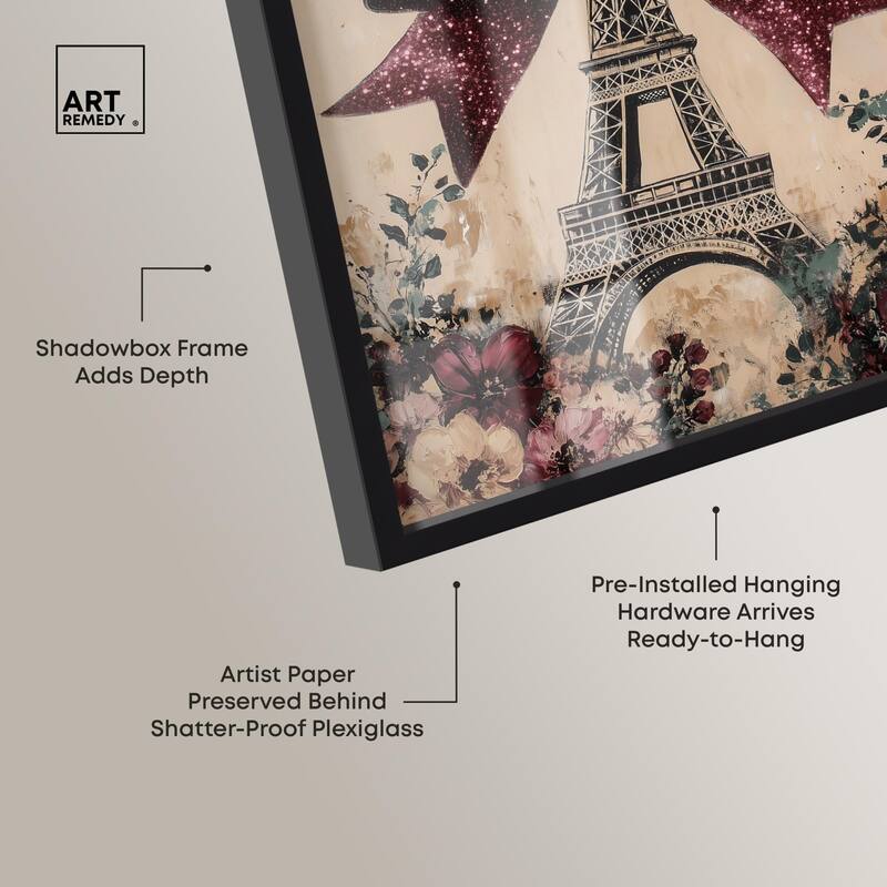 Sparkling Bow Eiffel Tower Shadowbox by Art Remedy