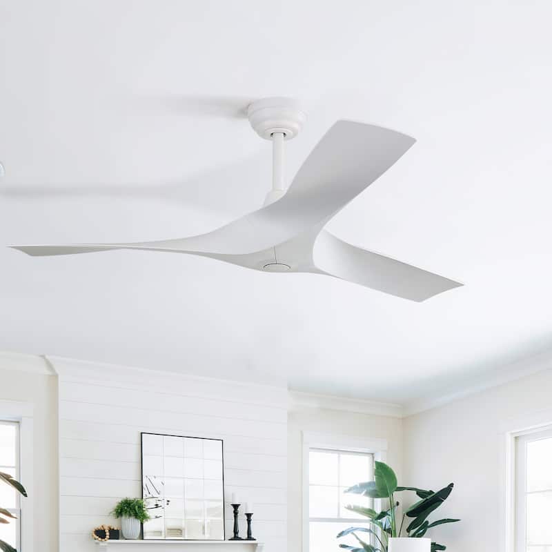 Sofucor 52 Inch Modern Minimalist Style Indoor Ceiling Fan with Remote Control ,without light - 52Inch - White with White ABS Blades