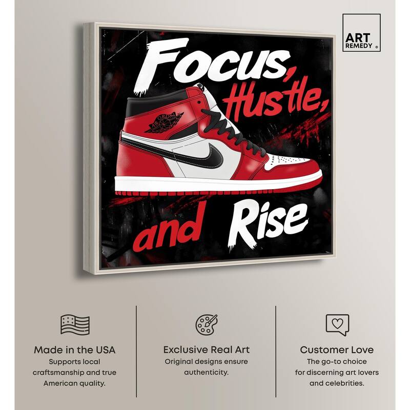 Hustle and Rise Sneaker Red Canvas by Art Remedy