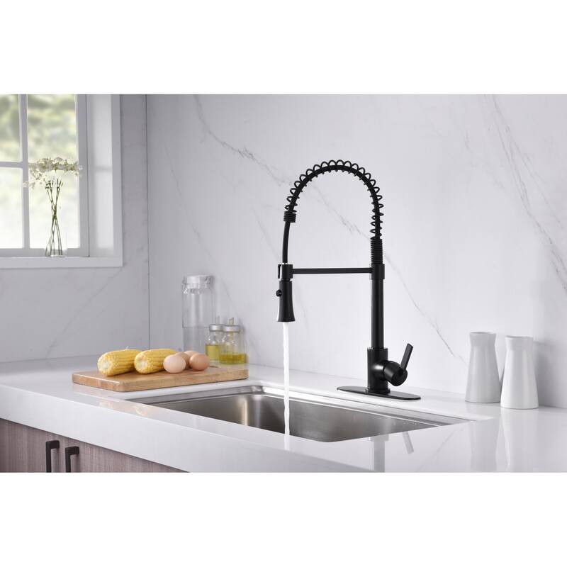 UltraFaucets Euro Collection Spring Spout Kitchen Faucet With Pull-Down Spray
