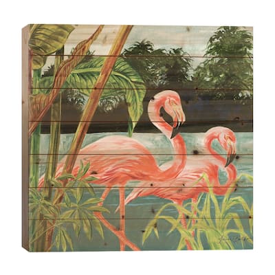 Tropical Flamingo II Print On Wood by Linda Baliko - Multi-Color