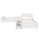 preview thumbnail 10 of 9, Twin Size Table L-shaped Bed with Trundle and Storage Drawers Linked, Pine Wooden Platform Bed with Built-in Desk, White