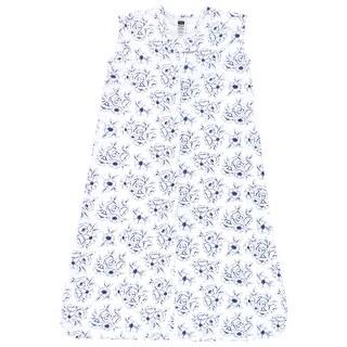 Hudson Baby Infant Girl Cotton Sleeveless Wearable Sleeping Bag, Sack, Blanket, Blue Toile