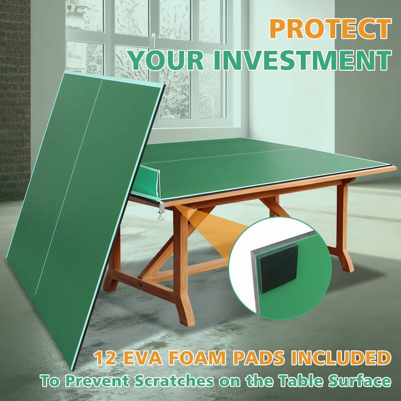 48"x96" Ping Pong Top Foldable Table Tennis Conversion Set with Net and Foam Pads - 48”L x 96”W