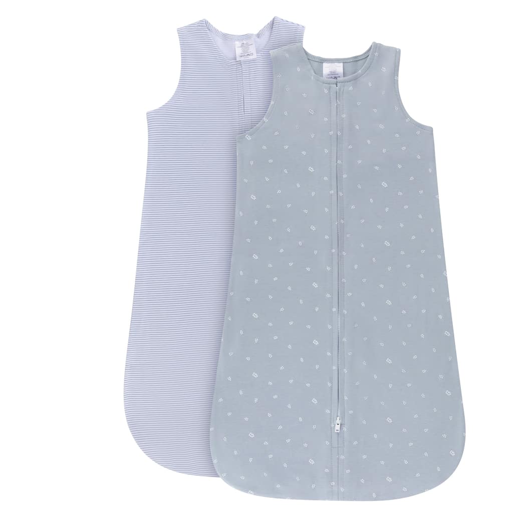 Ely's & Co. Baby Wearable Blanket - Sleep Sack - Blue Leaf & Stripes - 2 Pack
