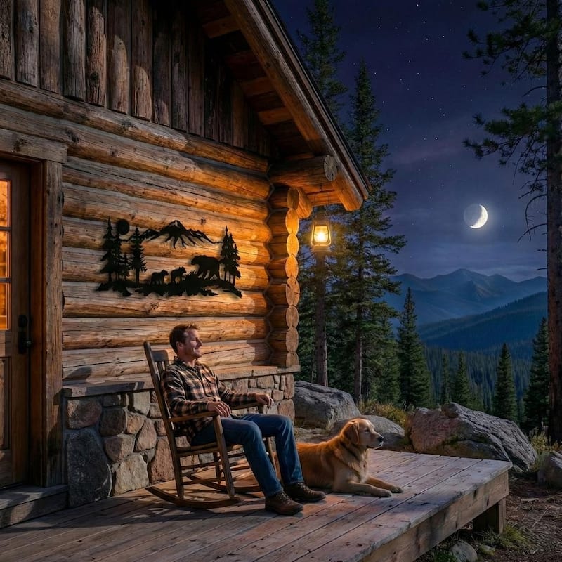 Bear Metal Wall Decor for Home and Outside - Wall-Mounted Geometric Wall Art Decor