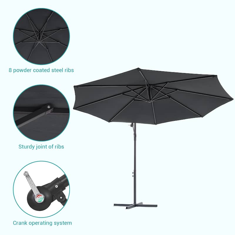 BONOSUKI 10ft Patio Offset Umbrella Outdoor Hanging Umbrella