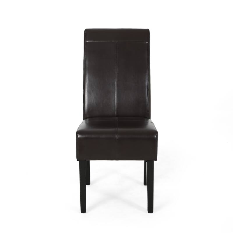 T-stitch Brown Leather Dining Chairs (Set of 2) by Christopher Knight Home