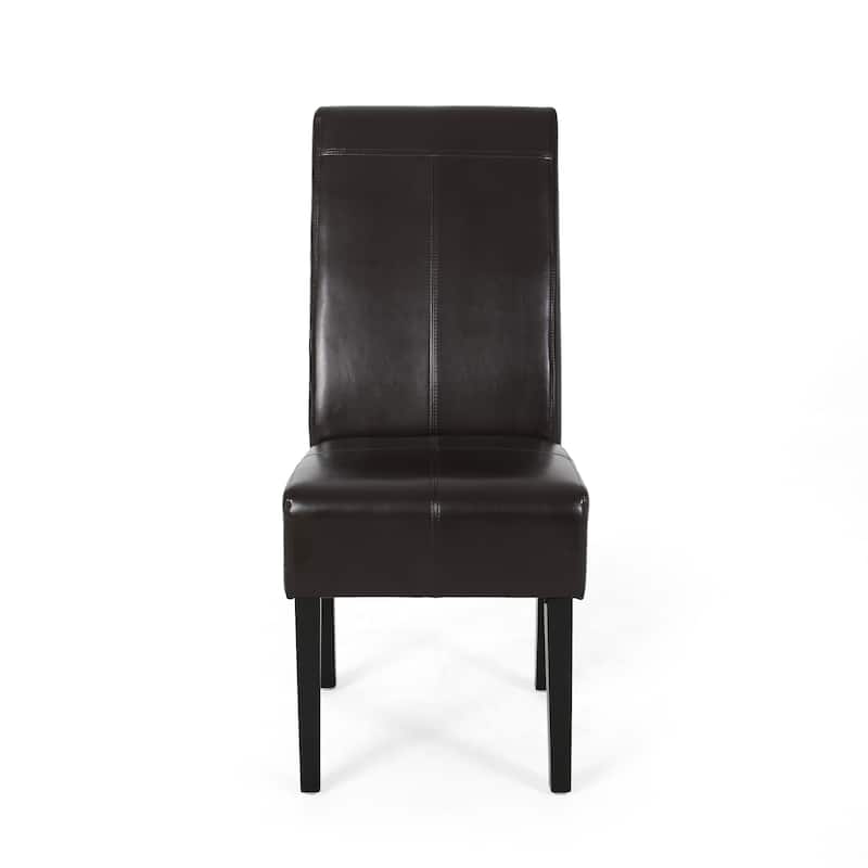 T-stitch Chocolate Brown Bonded Leather Dining Chair (Set of 4) by Christopher Knight Home