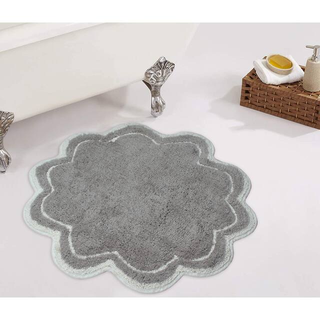 Home Weavers Allure Collection Absorbent Cotton, Machine Washable and Dry Bath Rugs - 30" Round - Grey